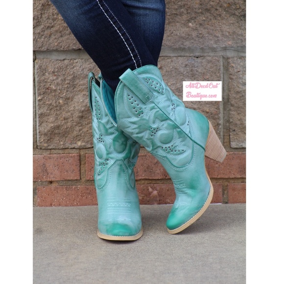Very Volatile Shoes - Very Volatile | Denver Cowgirl Boot Aqua Blue
